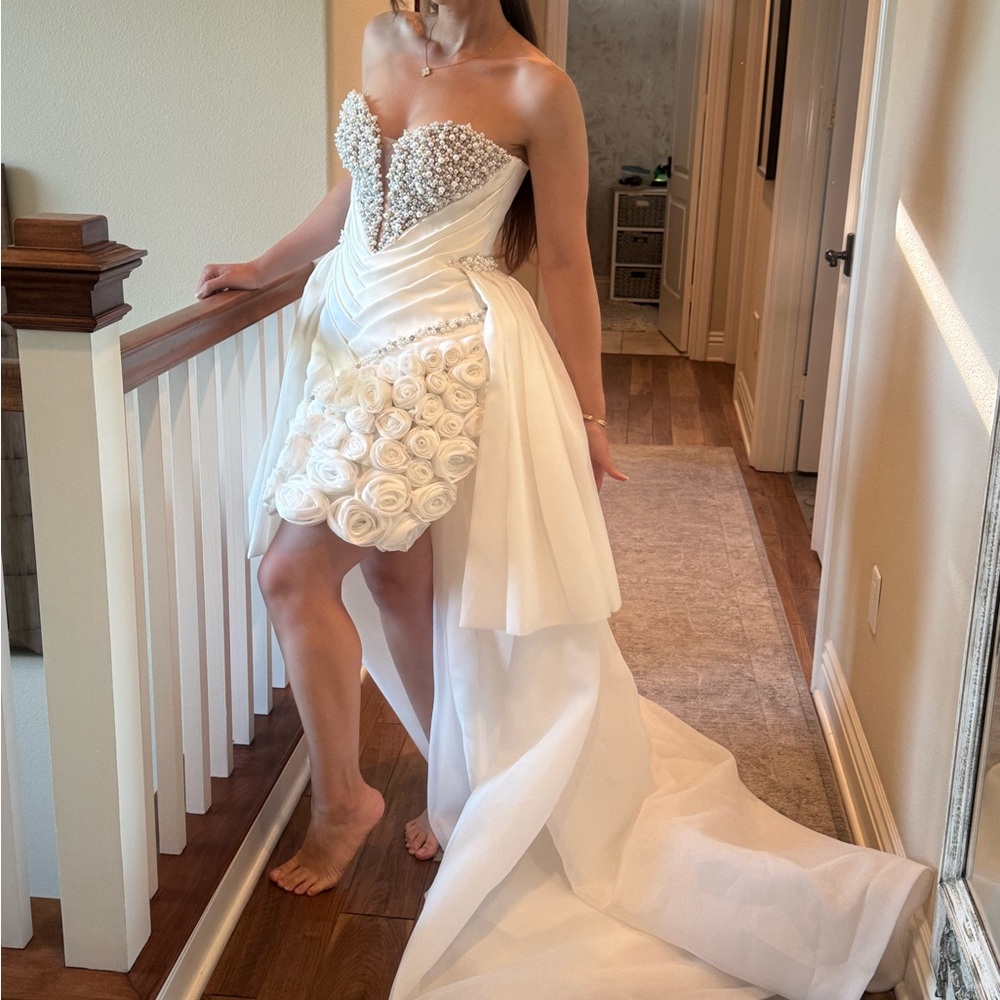 White Wedding Strapless Sweetheart Gown for Brides and After Party/Second Look